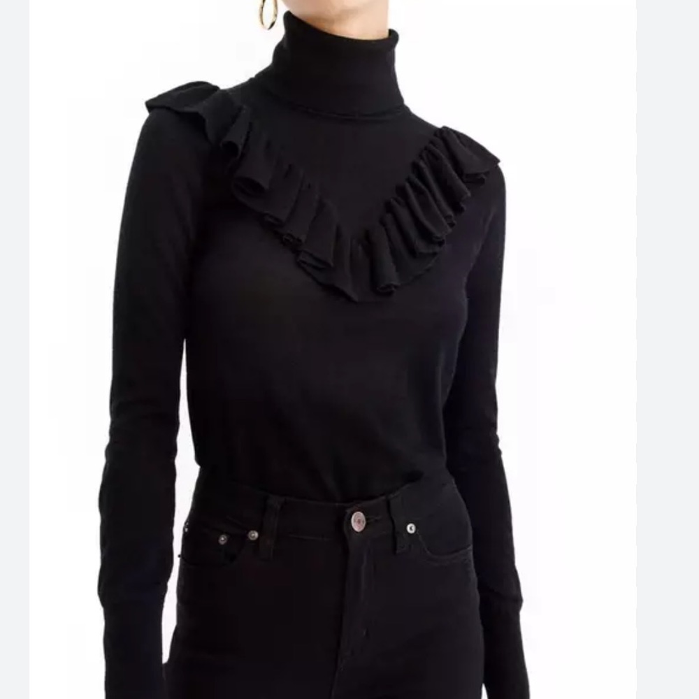 J Crew Ruffle Turtle Neck Medium - image 1